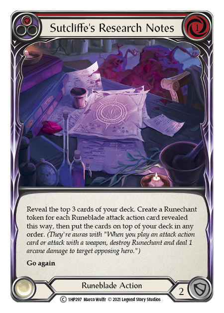 Sutcliffe's Research Notes (Red) - Flesh and Blood TCG - MoxLand