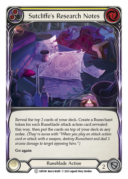 Sutcliffe's Research Notes (Yellow) - Flesh and Blood TCG - MoxLand