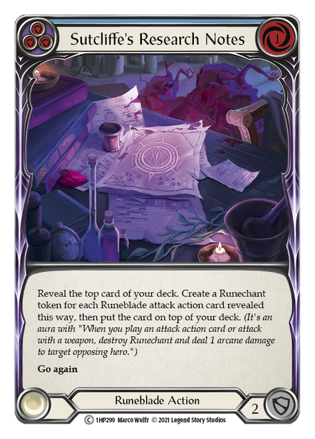 Sutcliffe's Research Notes (Blue) - Flesh and Blood TCG - MoxLand