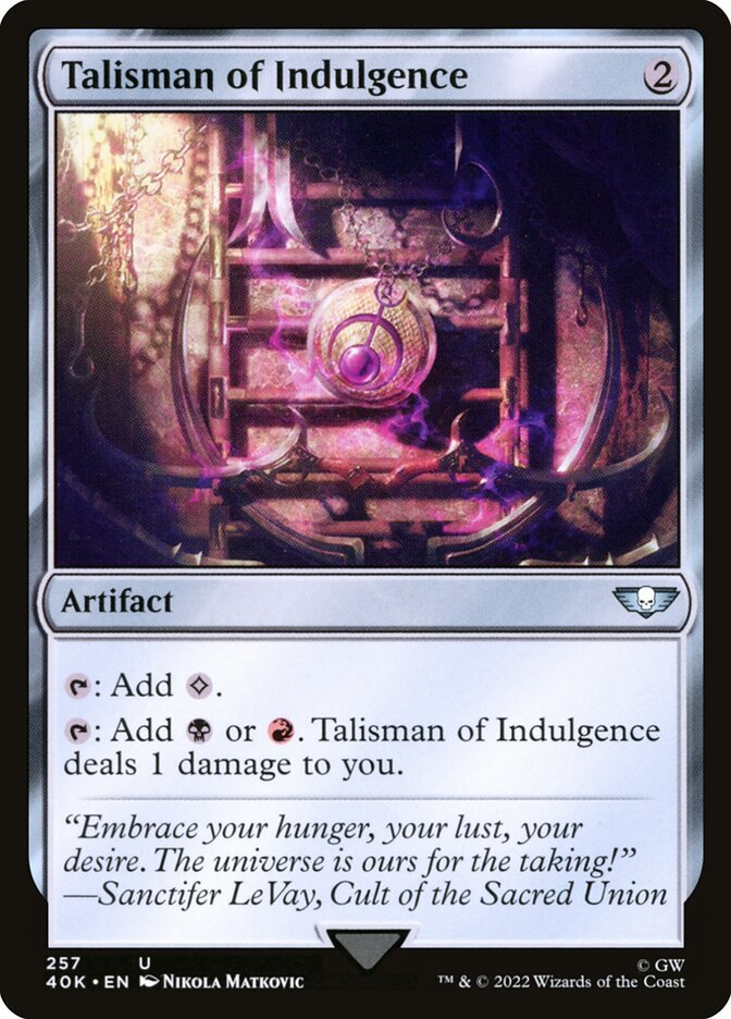 Talismã da Indulgência / Talisman of Indulgence - Magic: The Gathering - MoxLand