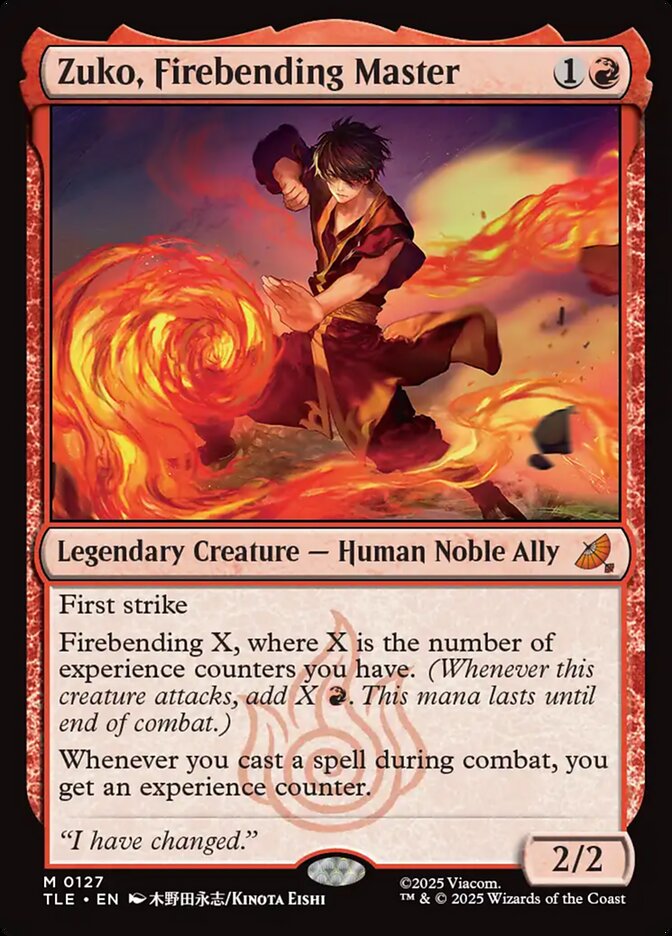 Zuko, Mestre da Dobra de Fogo / Zuko, Firebending Master - Magic: The Gathering - MoxLand