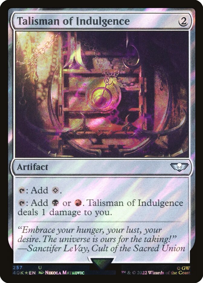 Talismã da Indulgência / Talisman of Indulgence - Magic: The Gathering - MoxLand