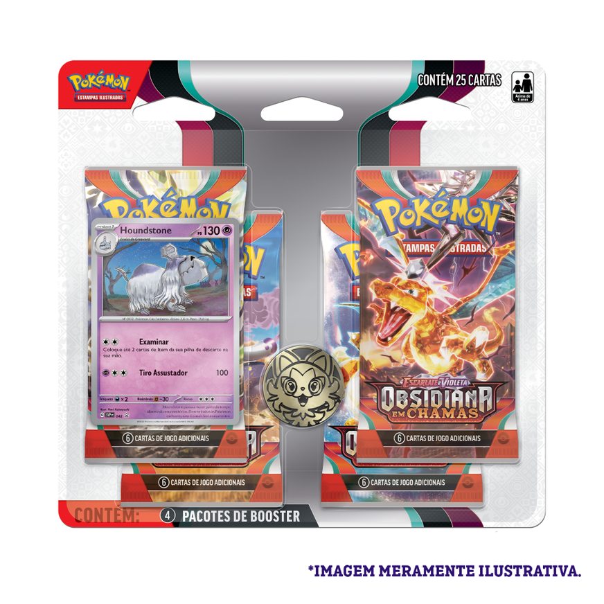 Blister Quádruplo - Escarlate e Violeta 3 Obsidiana em Chamas Houndstone - Pokémon TCG - MoxLand