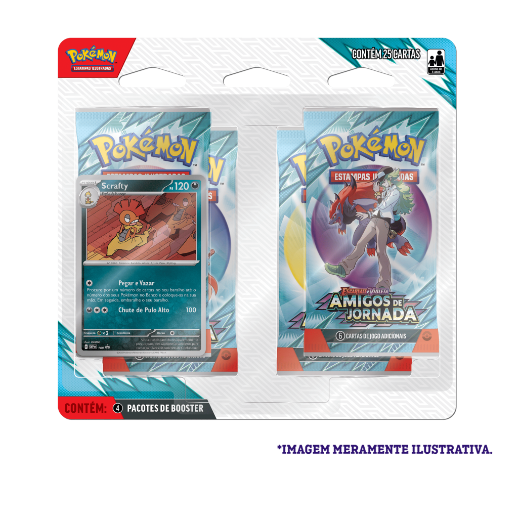 Blister Quádruplo - Escarlate e Violeta 9 Amigos de Jornada Scrafty - Pokémon TCG - MoxLand