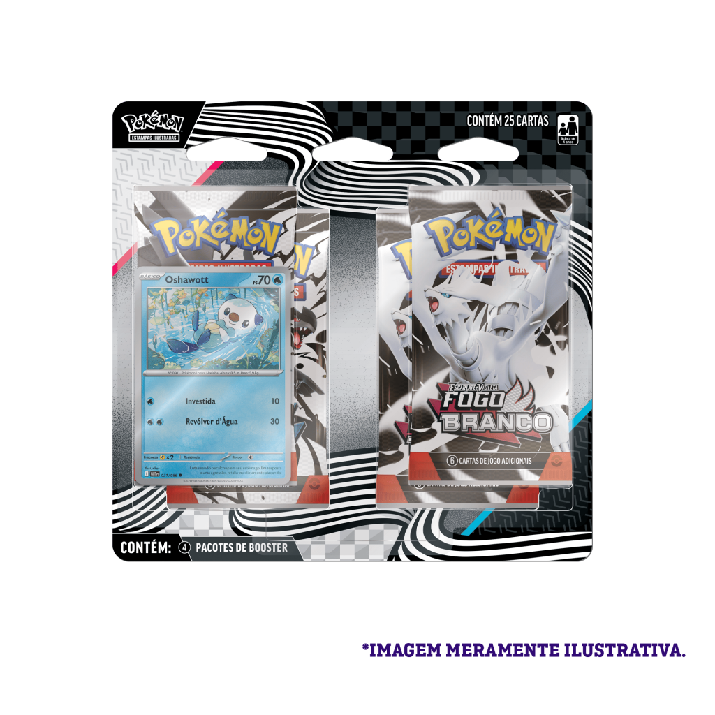 Blister Quádruplo - Escarlate e Violeta Fogo Branco e Raio Preto 10.5 Oshawott - Pokémon TCG - MoxLand