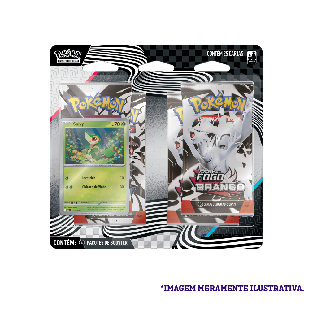 Blister Quádruplo - Escarlate e Violeta Fogo Branco e Raio Preto 10.5 Snivy - Pokémon TCG - MoxLand