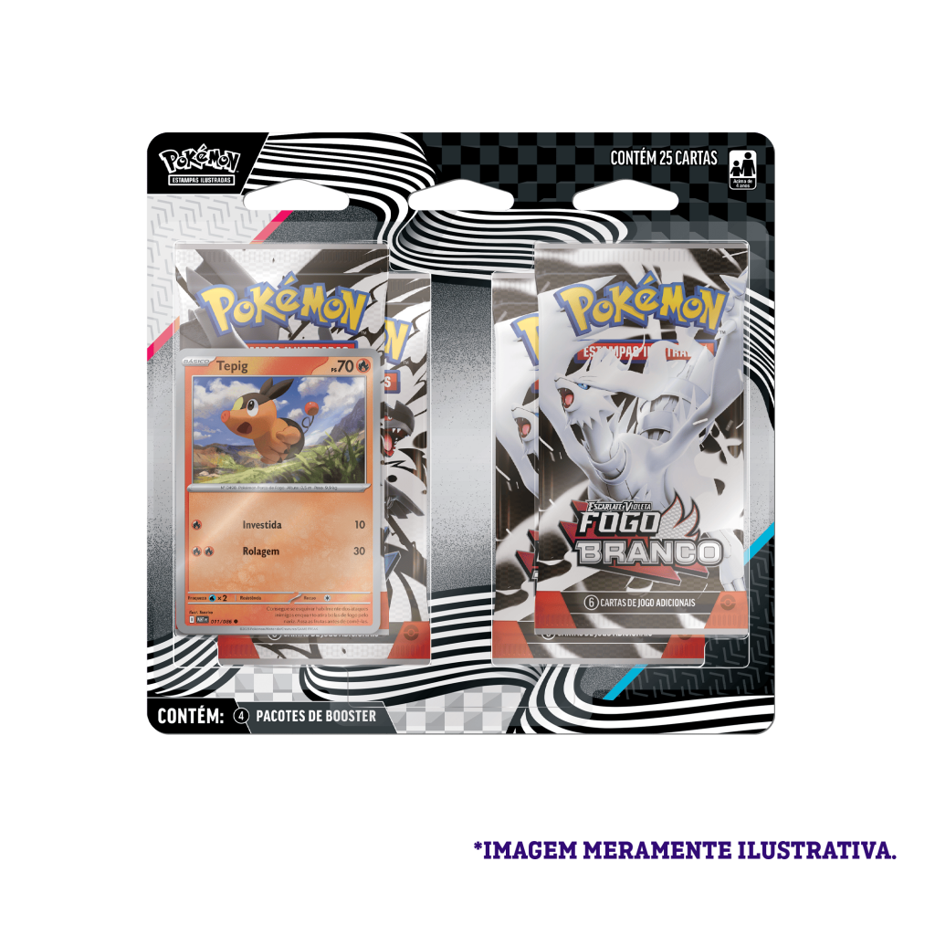 Blister Quádruplo - Escarlate e Violeta Fogo Branco e Raio Preto 10.5 Tepig - Pokémon TCG - MoxLand