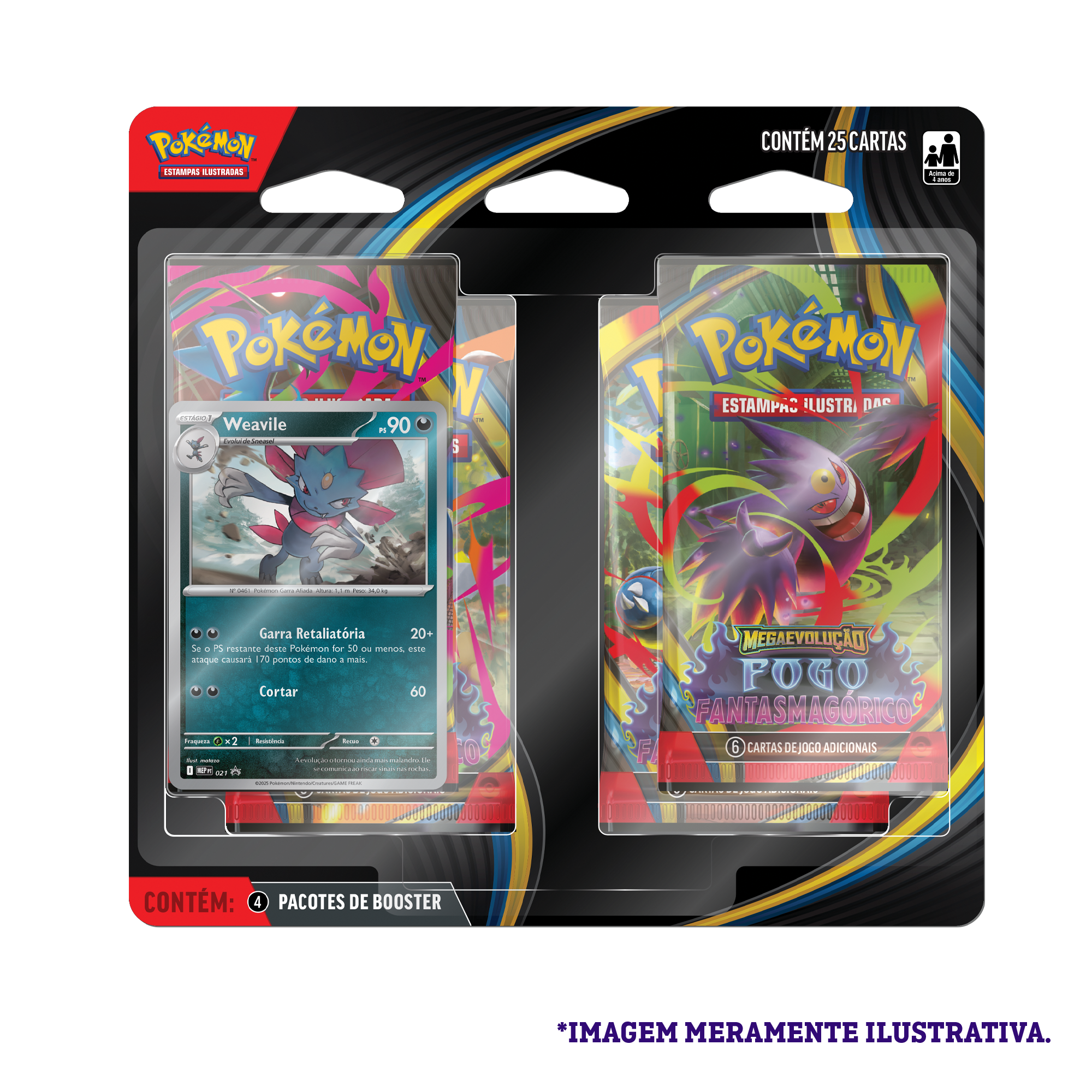 Blister Quádruplo - Megaevolução 2 Fogo Fantasmagórico Weavile - Pokémon TCG - MoxLand