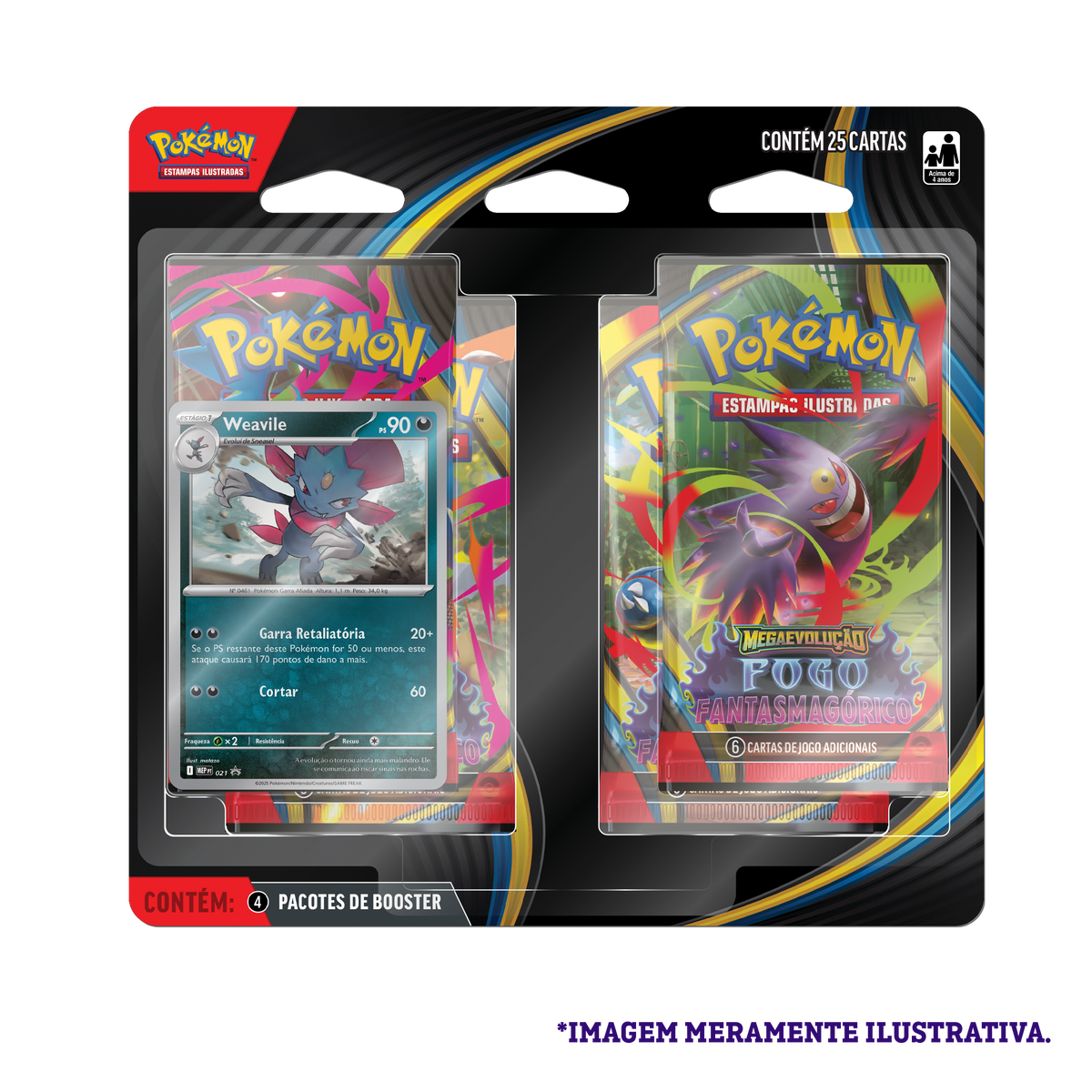 Blister Quádruplo - Megaevolução 2 Fogo Fantasmagórico Weavile - Pokémon TCG - MoxLand