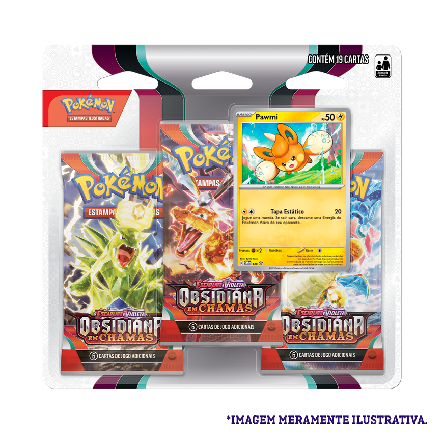 Blister Triplo - Escarlate e Violeta 3 Obsidiana em Chamas Pawmi - Pokémon TCG - MoxLand