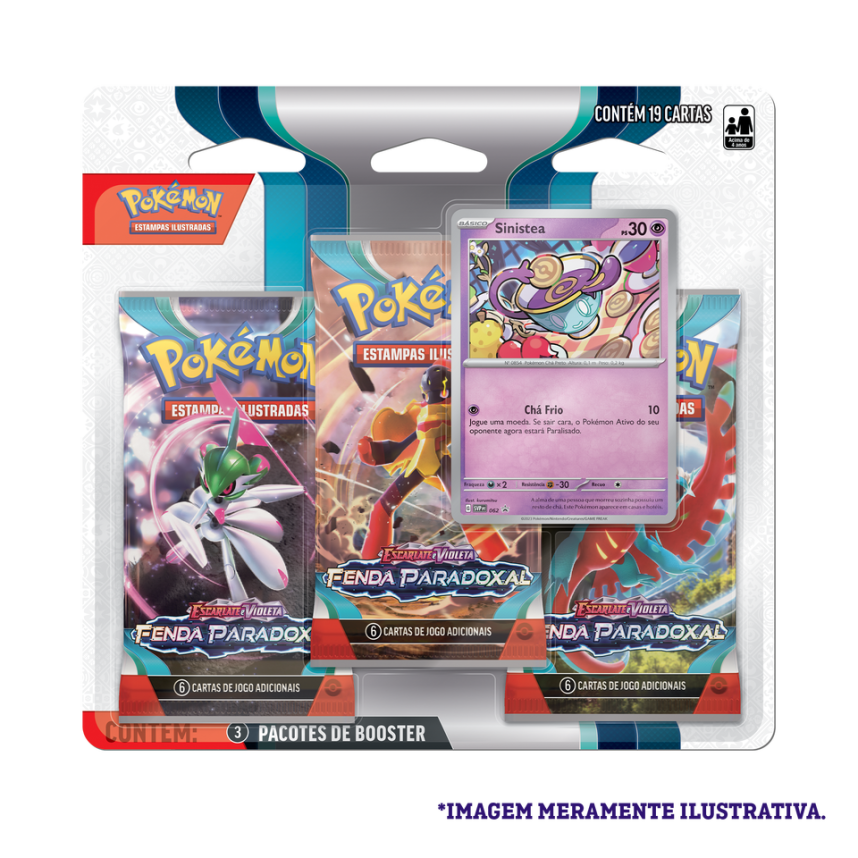 Blister Triplo - Escarlate e Violeta 4 Fenda Paradoxal Sinistea - Pokémon TCG - MoxLand