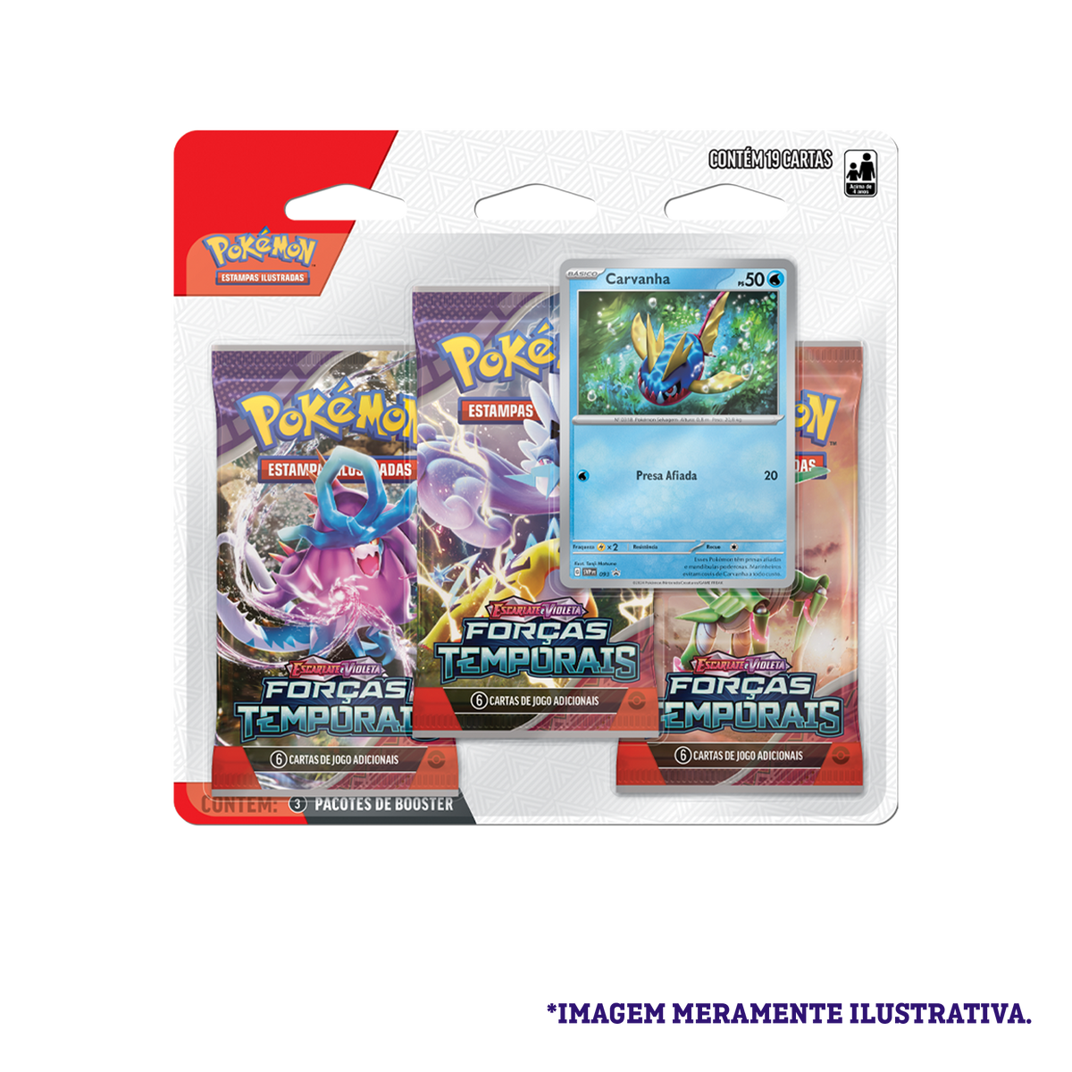Blister Triplo - Escarlate e Violeta 5 Forças Temporais Carvanha - Pokémon TCG - MoxLand