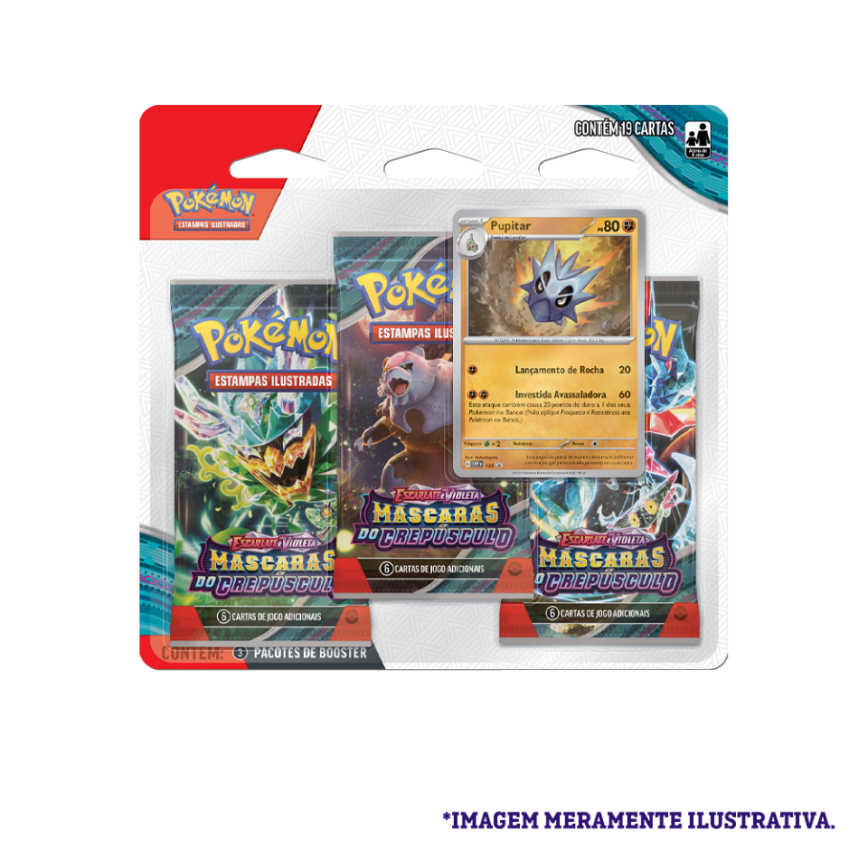 Blister Triplo - Escarlate e Violeta 6 Máscaras do Crepúsculo Pupitar - Pokémon TCG - MoxLand