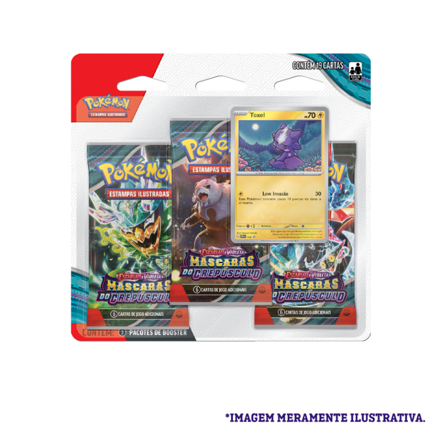 Blister Triplo - Escarlate e Violeta 6 Máscaras do Crepúsculo Toxel - Pokémon TCG - MoxLand