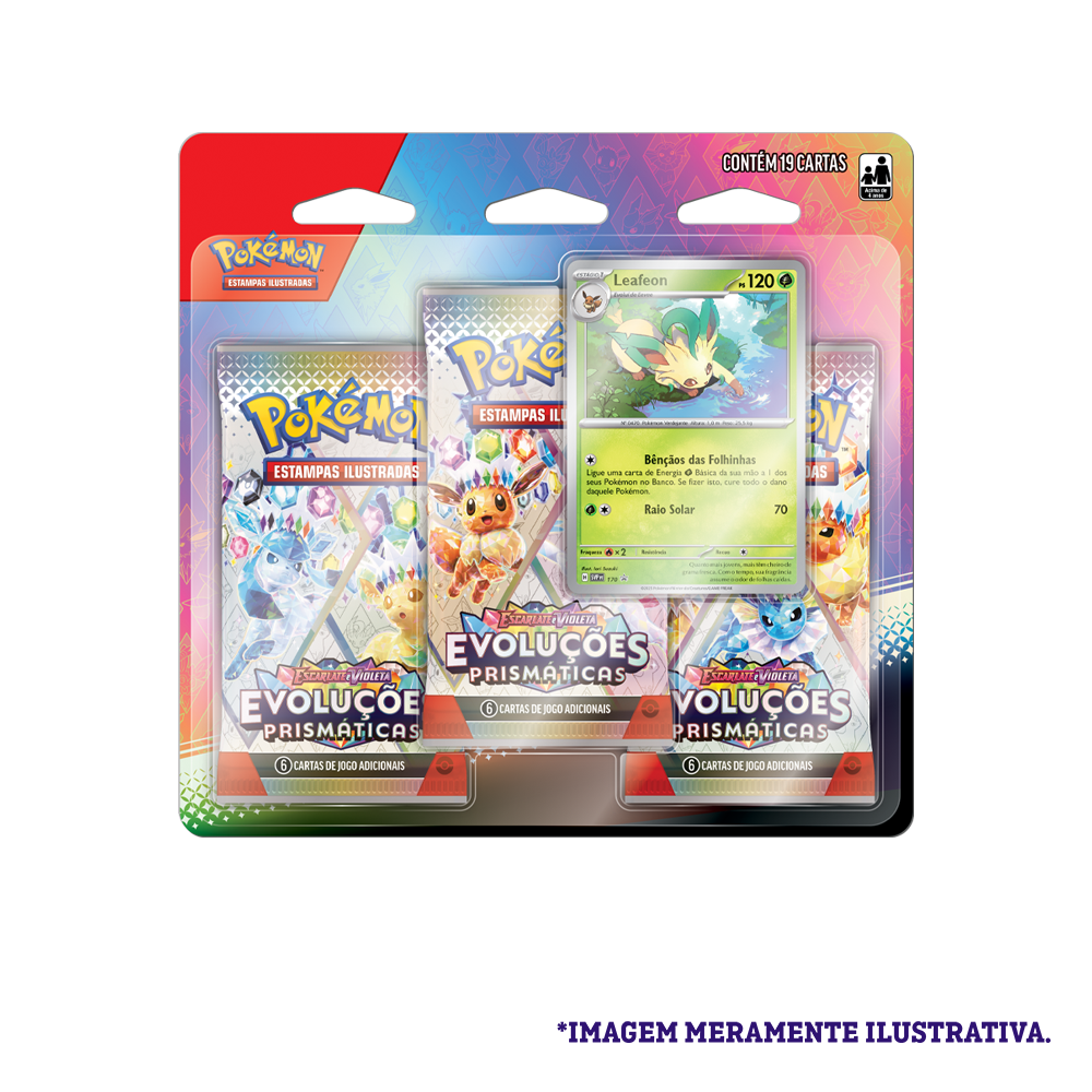 Blister Triplo - Escarlate e Violeta 8.5 Evoluções Prismáticas Leafeon - Pokémon TCG - MoxLand