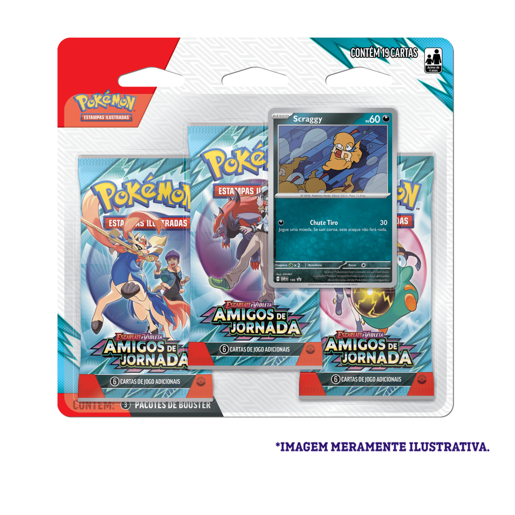 Blister Triplo - Escarlate e Violeta 9 Amigos de Jornada Scraggy - Pokémon TCG - MoxLand