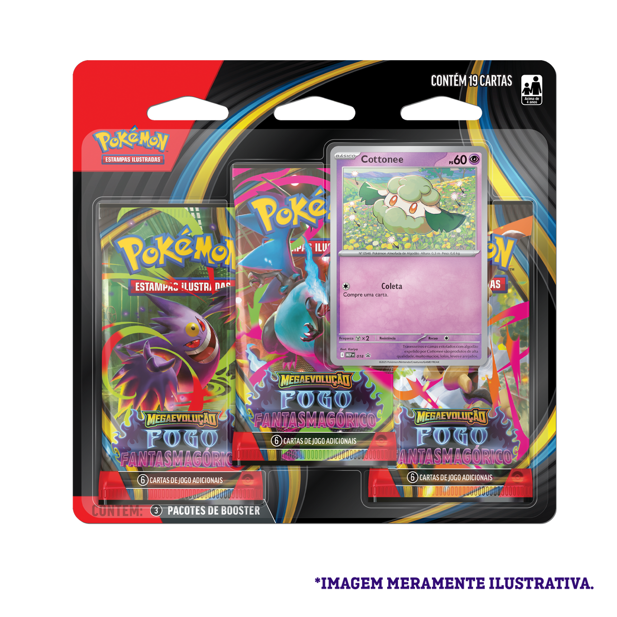 Blister Triplo - Megaevolução 2 Fogo Fantasmagórico Cottonee - Pokémon TCG - MoxLand
