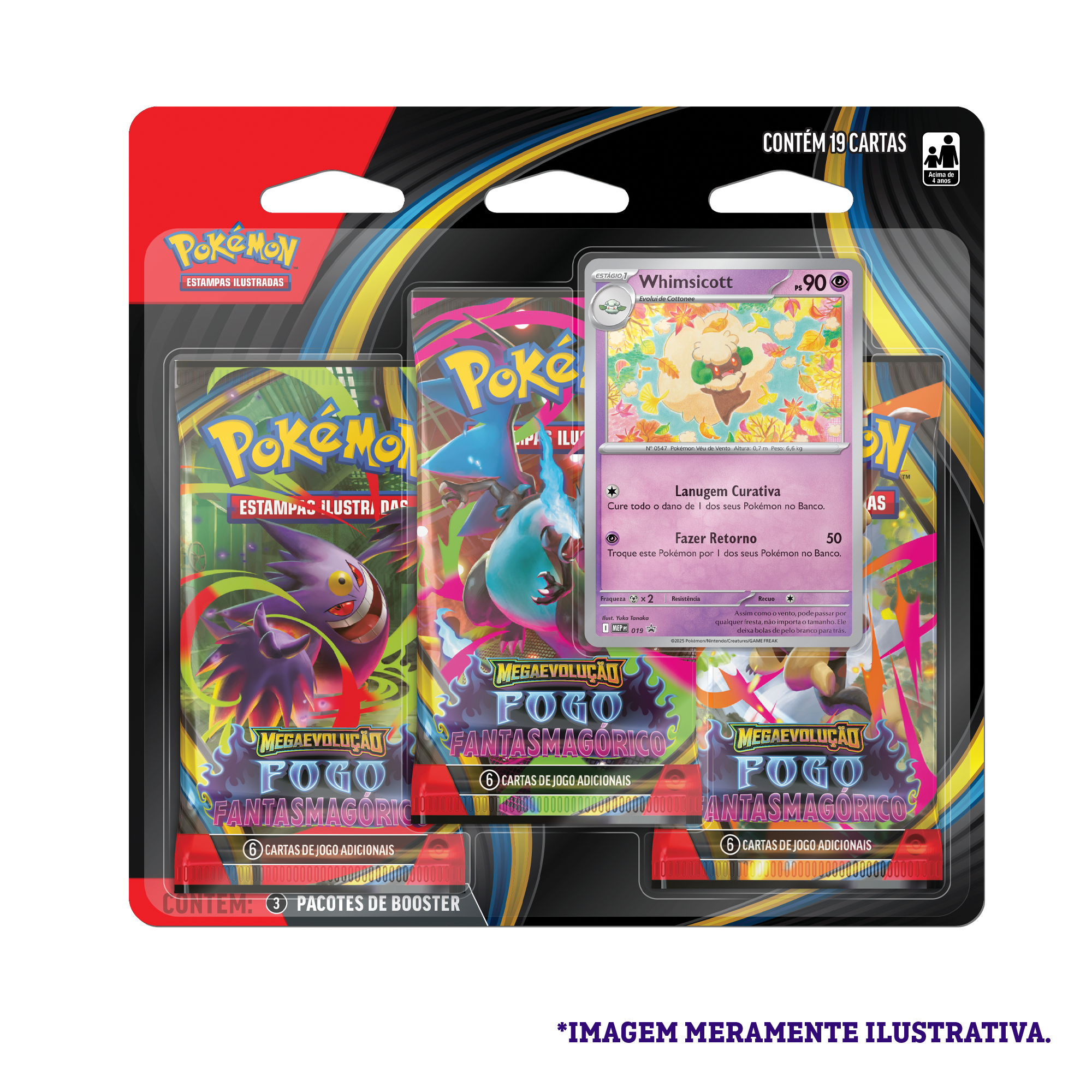 Blister Triplo - Megaevolução 2 Fogo Fantasmagórico Whimsicott - Pokémon TCG - MoxLand