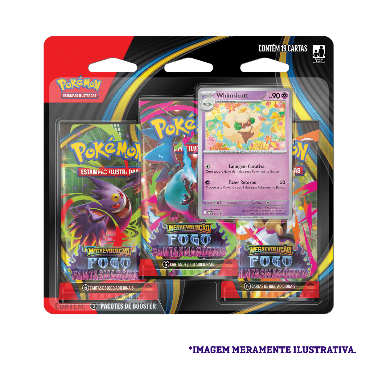 Blister Triplo - Megaevolução 2 Fogo Fantasmagórico Whimsicott - Pokémon TCG - MoxLand