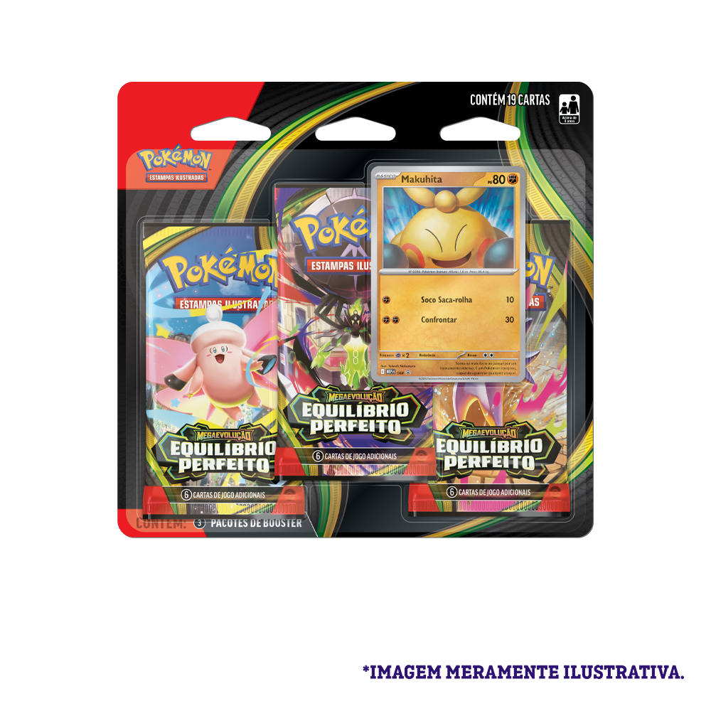 Blister Triplo - Megaevolução 3 Equilíbrio Perfeito Makuhita - Pokémon TCG - MoxLand