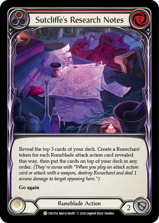 Sutcliffe's Research Notes (Red) - Flesh and Blood TCG - MoxLand