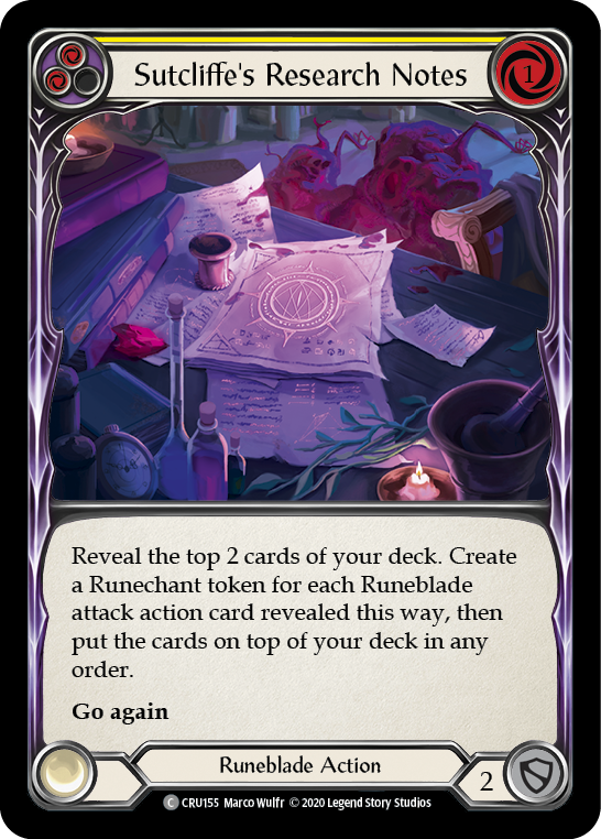 Sutcliffe's Research Notes (Yellow) - Flesh and Blood TCG - MoxLand