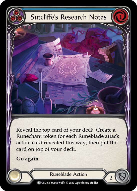 Sutcliffe's Research Notes (Blue) - Flesh and Blood TCG - MoxLand