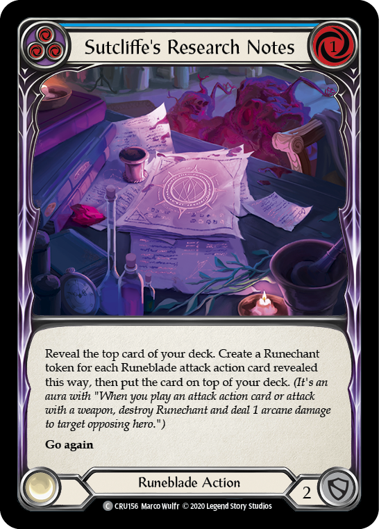 Sutcliffe's Research Notes (Blue) - Flesh and Blood TCG - MoxLand