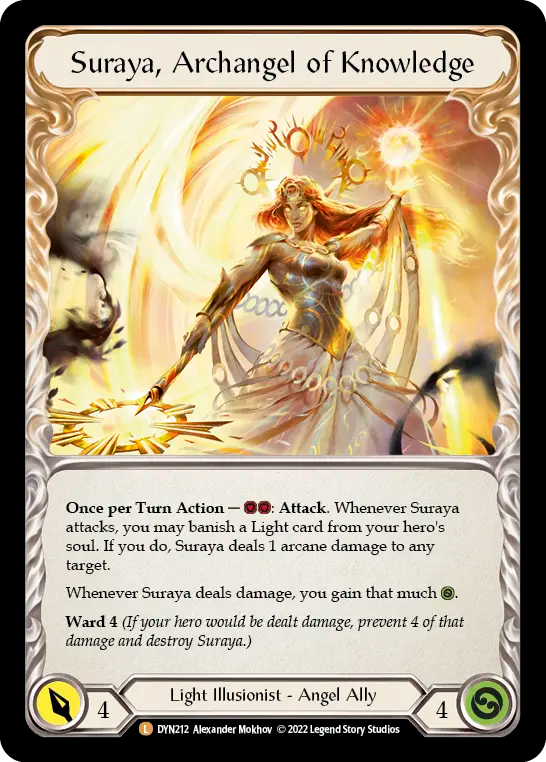 Invoke Suraya (Yellow) // Suraya, Archangel of Knowledge - Flesh and Blood TCG - MoxLand
