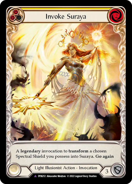 Invoke Suraya (Yellow) // Suraya, Archangel of Knowledge - Flesh and Blood TCG - MoxLand