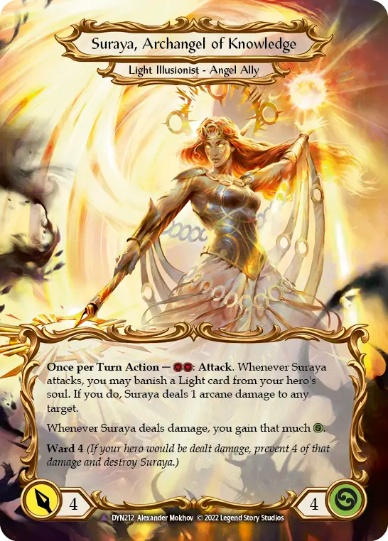 Invoke Suraya (Yellow) // Suraya, Archangel of Knowledge - Flesh and Blood TCG - MoxLand