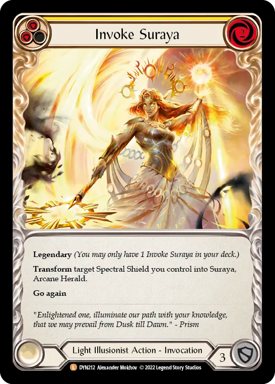 Invoke Suraya (Yellow) // Suraya, Archangel of Knowledge - Flesh and Blood TCG - MoxLand
