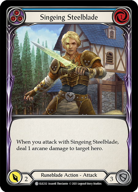 Singeing Steelblade (Blue) - Flesh and Blood TCG - MoxLand