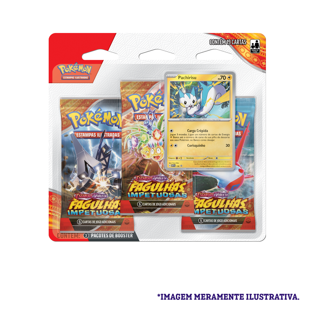 Blister Triplo - Escarlate e Violeta 8 Fagulhas Impetuosas Pachirisu - Pokémon TCG - MoxLand