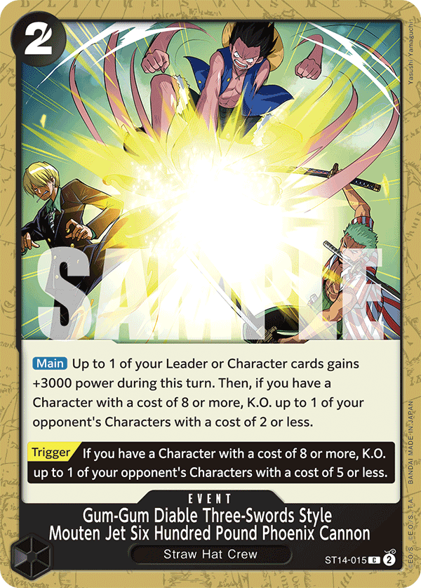 Gum-Gum Diable Three-Swords Style Mouten Jet Six Hundred Pound Phoenix Cannon - One Piece Card Game - MoxLand