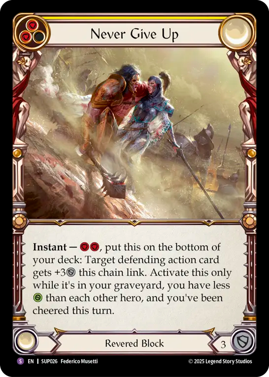 Never Give Up (Yellow) - Flesh and Blood TCG - MoxLand