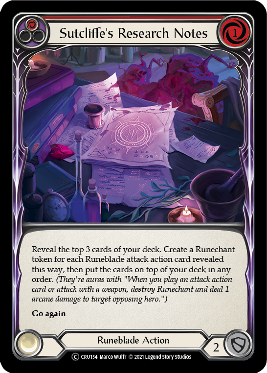 Sutcliffe's Research Notes (Red) - Flesh and Blood TCG - MoxLand
