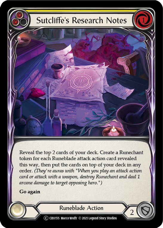 Sutcliffe's Research Notes (Yellow) - Flesh and Blood TCG - MoxLand