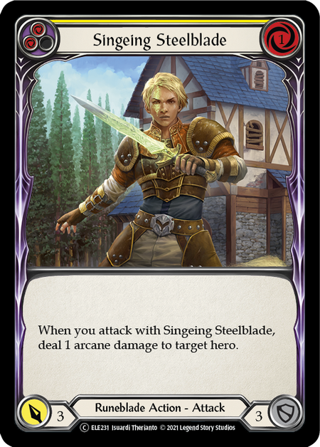 Singeing Steelblade (Yellow) - Flesh and Blood TCG - MoxLand