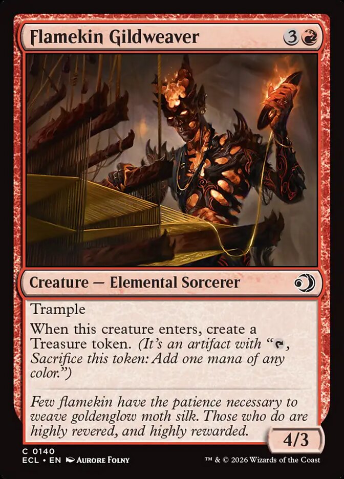 Flamíneo Tramad'ouro / Flamekin Gildweaver - Magic: The Gathering - MoxLand