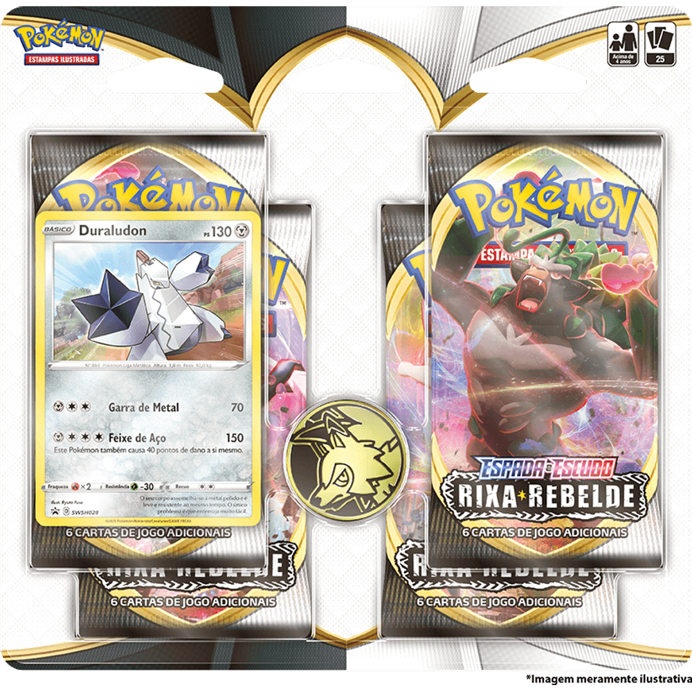 Blister Quádruplo - Espada e Escudo 2 Rixa Rebelde Duradulon - Pokémon TCG - MoxLand