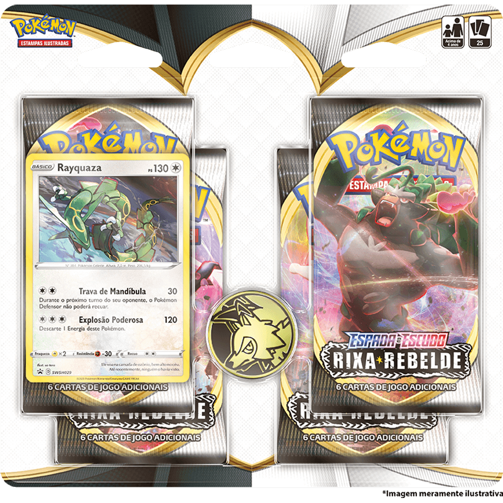 Blister Quádruplo - Espada e Escudo 2 Rixa Rebelde Rayquaza - Pokémon TCG - MoxLand