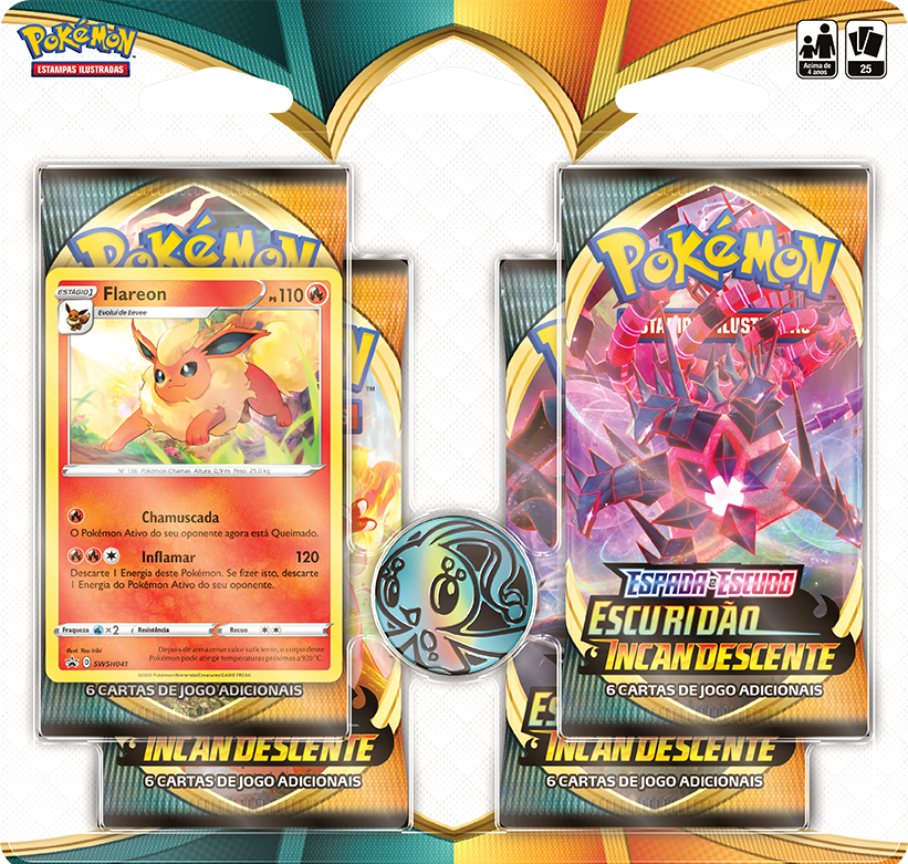Blister Quádruplo - Espada e Escudo 3 Escuridão Incandescente Flareon - Pokémon TCG - MoxLand
