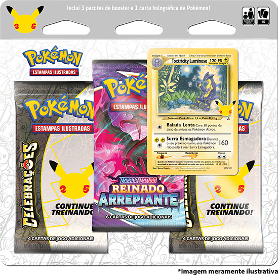 Blister Triplo - Celebrações Toxtricity Luminoso - Pokémon TCG - MoxLand