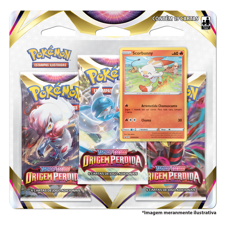 Blister Triplo - Espada e Escudo 11 Origem Perdida Scorbunny – MoxLand