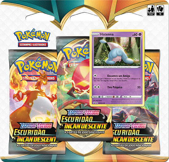 Blister Triplo - Espada e Escudo 3 Escuridão Incandescente Hatenna - Pokémon TCG - MoxLand