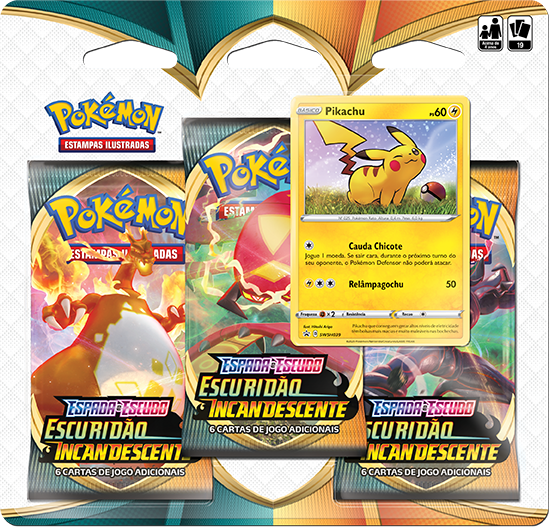 Blister Triplo - Espada e Escudo 3 Escuridão Incandescente Pikachu - Pokémon TCG - MoxLand