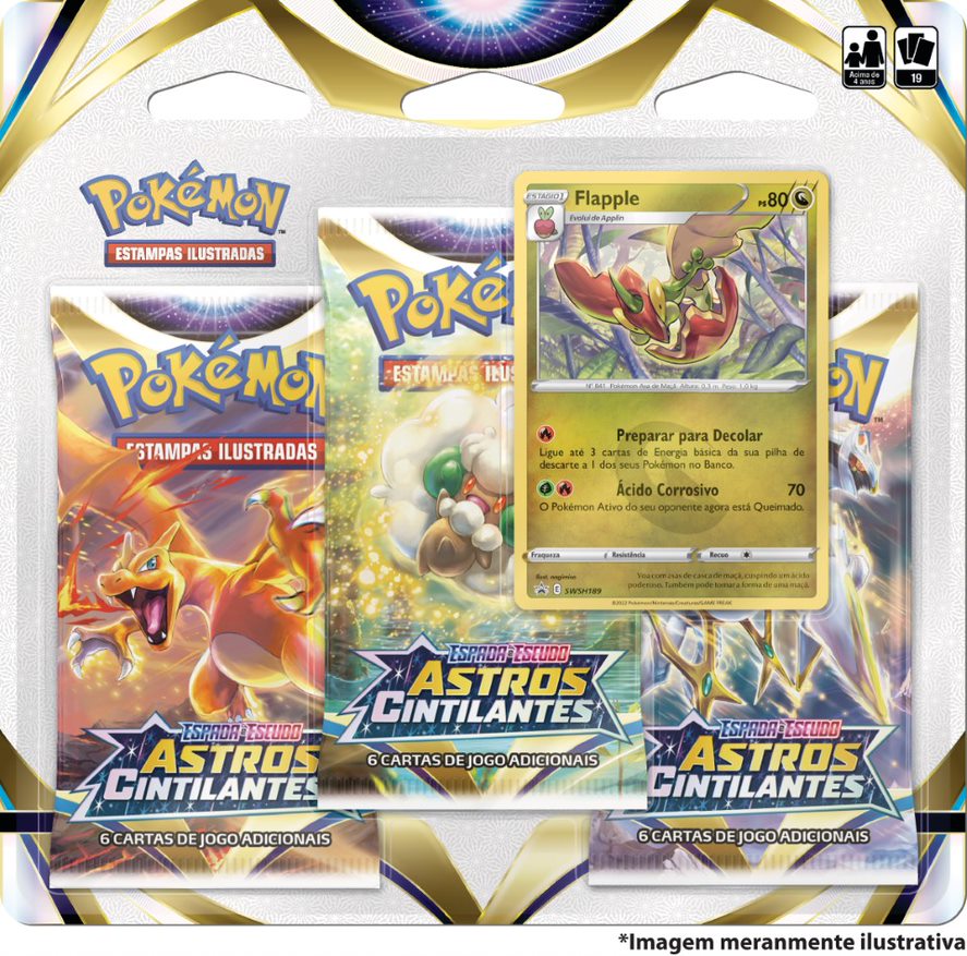 Blister Triplo - Espada e Escudo 9 Astros Cintilantes Flapple - Pokémon TCG - MoxLand