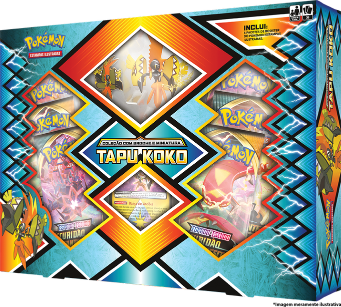 Box - Tapu Koko com Broche e Miniatura - Pokémon TCG - MoxLand