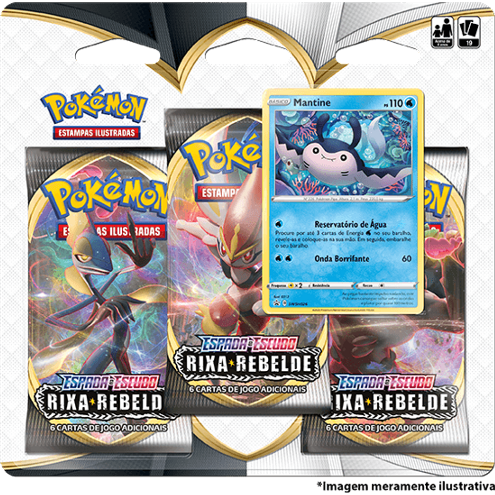 Blister Triplo - Espada e Escudo 2 Rixa Rebelde Mantine - Pokémon TCG - MoxLand